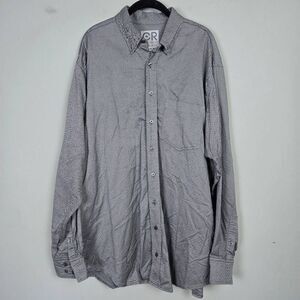 CR Ranchwear Mens Button Up Shirt XL Grey Geometric Long Sleeve Western Country